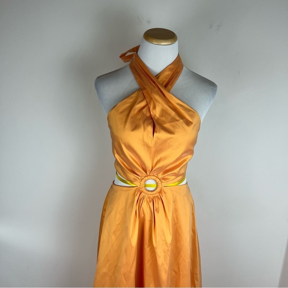 NWT J. Crew Collection taffeta O-ring cutout halter-neck maxi dress BP887 - Picture 8 of 13